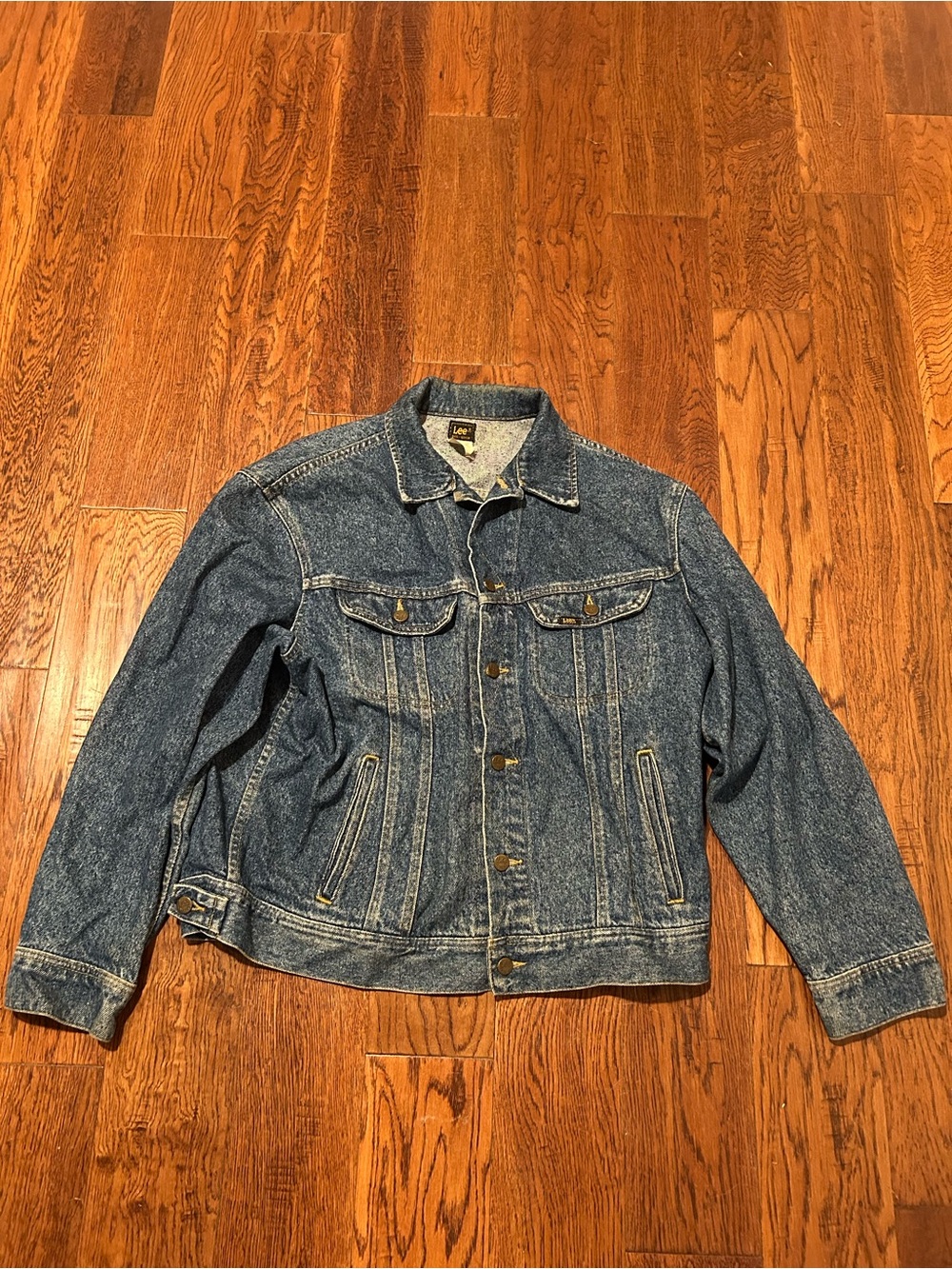 Vintage Lee MR Denim Trucker Jacket Mens Size Large PATD 153438 100% Cotton